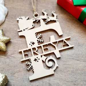 Occasions: Personalised Christmas Santa Sleigh Ornament