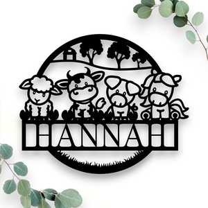 Personalised Farm Animals Name Round