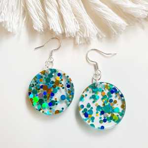 Summer Speckled Round Earrings - Light Blue