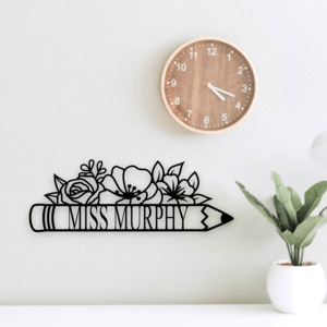 Family Name Decor: Personalised Floral Pencil