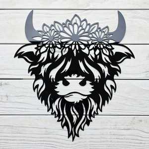 Floral Highland Cow Wall Art