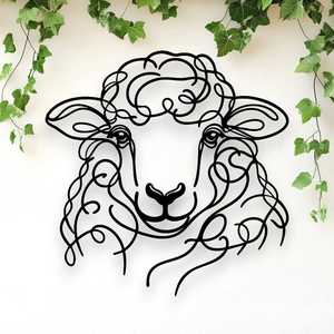 Line Art Sheep Head Décor
