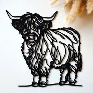 Animals: Line Art Highland Cow Décor