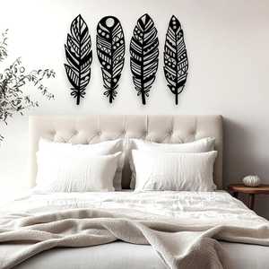 Wall Art Sets: Boho Four Piece Feather Set