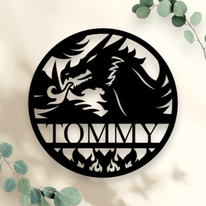 Child Bedroom Ideas: Personalised Dragon Name Round