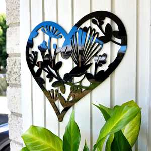 Hearts Home Decor: Pohutukawa Fantail Heart Wall Art