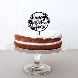 Cake Toppers: Happy Birthday Wreath Cake Topper