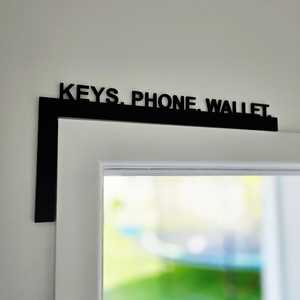 Keys Phone Wallet Door Frame Sign