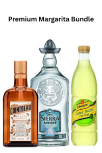 Tequila Mezcal: Premium Margarita Bundle (Sierra Antiguo Plata 700ml, Cointreau 700ml, Schweppes Lime)