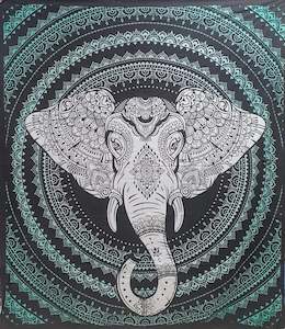 Tapestries: White Elephant Head Tapestry Double