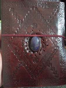 Journals Books: Leather Journal- Large Labradorite Gem