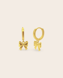 Earrings: Heritage Bella Bow Huggies Gold Plated