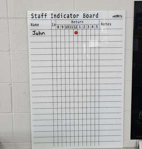Products: Glass Whiteboard - Staff Indicator Board (Clearance) - Whiteboards NZ