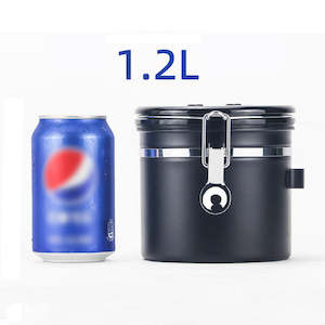 Storage Containers: 1.2L Coffee Container and Spoon Airtight Coffee Bean Canister Black