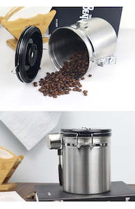 Storage Containers: 1.8L Coffee Container and Spoon Airtight Coffee Bean Canister Silver