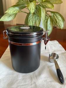 1.5L Coffee Container and Spoon Airtight Coffee Bean Canister Black