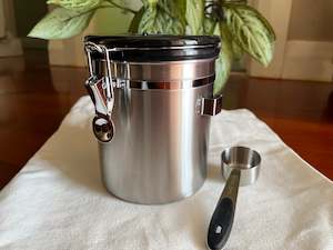 1.5L Coffee Container and Spoon Airtight Coffee Bean Canister Silver