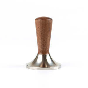 Coffee Tamper: 58MM Coffee Tamper Ripple Base with Walnut Wooden Handle