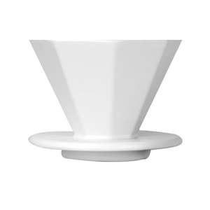 Coffee Dripper: Small White Ceramic Pour Over V60 Coffee Dripper – Octagon Design 2 cups