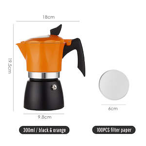 300ML Stove-top Coffee Maker Moka Express with Transparent Lid – BLACK & ORANGE