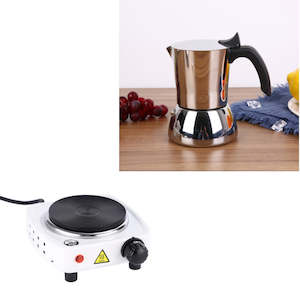 Stovetop Moka Pot 300ML with 500W Hot Plate White Bundle
