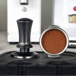 Coffee Tamper: 51mm Spring Coffee Tamper with Adjustable Height Scale Black