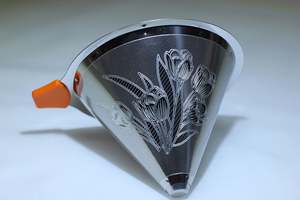 Large Stainless-Steel Coffee Filter with Tulip Pattern - 4 Cups