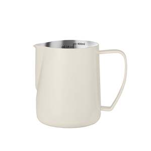 400ML Stainless Steel Milk Frothing Jug – Beige with Measurement Marks