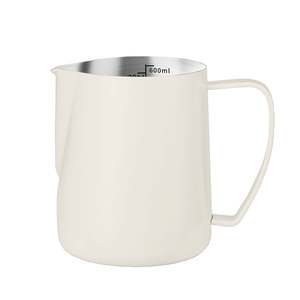 600ML Stainless Steel Milk Frothing Jug – Beige with Measurement Marks