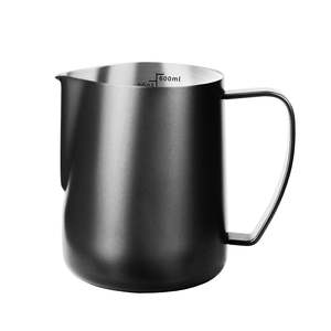 600ML Stainless Steel Milk Frothing Jug – Black with Measurement Marks