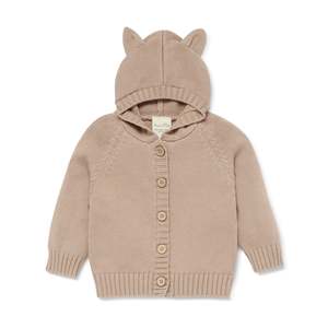Knit: Organic Cotton Knit Cardigan | Light Taupe