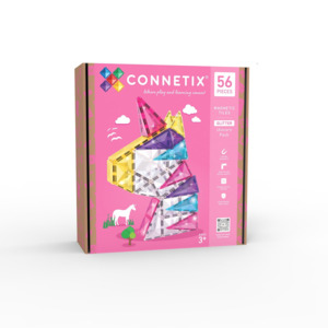 Connetix Glitter Unicorn Pack | 56pc Magnetic Tile Set | White Fox & Co NZ