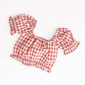 Cinnamon Baby | Crimson Gingham Frill Top