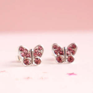 Jewellery: Lauren Hinkley | Pink Crystal Butterfly Earrings in Fairy Magic Trinket Box