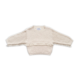 Grown Organic Fringe Rib Knit Pullover - Natural
