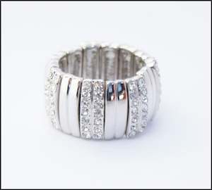 Rings: Silver Crystal Stretch Ring