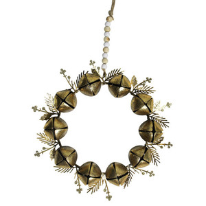 Products: Christmas Bell Wreath Gold (large) White Sands Interiors