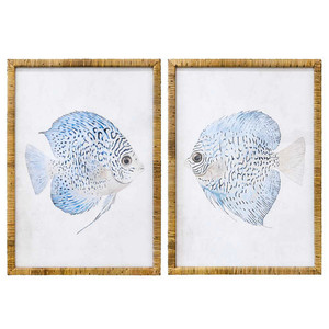 Ocean Blues Fish Collection - framed White Sands Interiors
