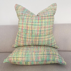 Products: Tropical Plaid Throw Cushion White Sands Interiors