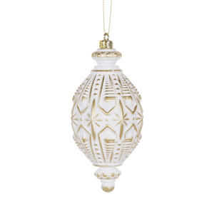 Products: Drop Bauble Intricate - White and Gold White Sands Interiors