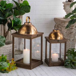 Antique Gold Lanterns Set/2 White Sands Interiors