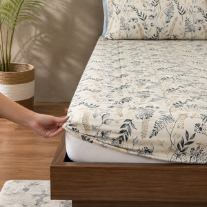 ORGANIC COTTON PRINTED FITTED SHEET SET - FOREST DANCE 250TC