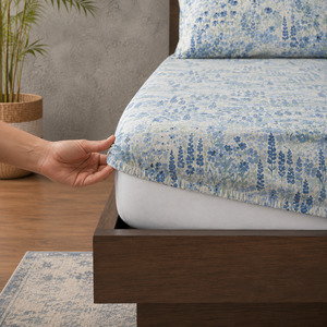 ORGANIC COTTON PRINTED FITTED SHEET SET - WINDFLOWER 250TC