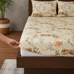 ORGANIC COTTON PRINTED FITTED SHEET SET - EDWINA 250TC
