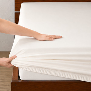 BAMBOO COTTON EMBROIDERED FITTED SHEET SET - IVORY  375TC