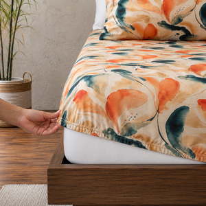 BAMBOO COTTON PRINTED FITTED SHEET SET - MIRAGE 375TC