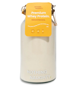 Products: Nothing Naughty Whey Protein Powder Banana 1kg Jar - Whole Heart