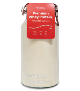 Products: Nothing Naughty Whey Protein Strawberry 1kg Jar - Whole Heart