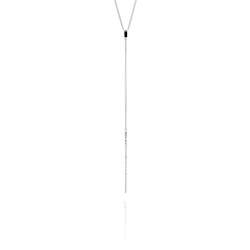 Necklaces: Halo Black Onyx and Diamond Bar Drop Pendant
