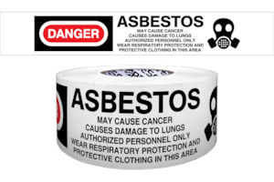 BARRIER TAPE DANGER ASBESTOS HAZARD White/Bkl/Red